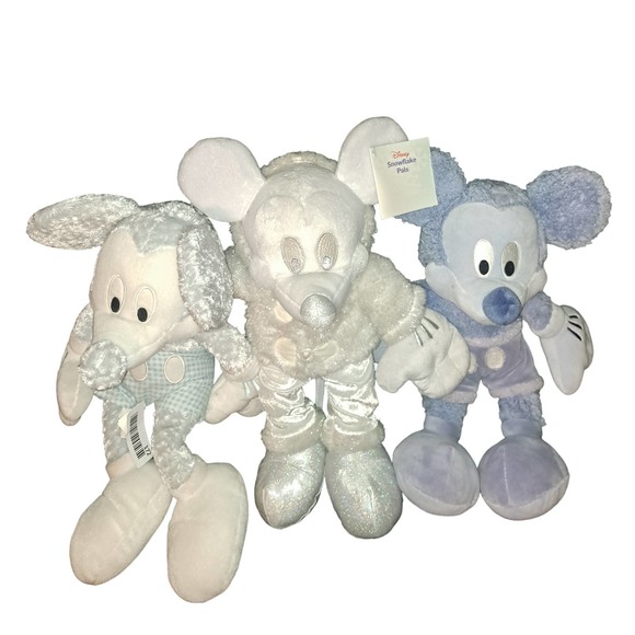 THREE Plush Pastel Mickey Mouse Snowflake Pals Each 16 inches tall! - Picture 5 of 8